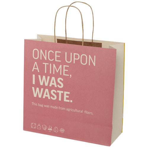 Sac en papier XL déchets agricoles à personnaliser 31x31x12 cm Blanc cassé